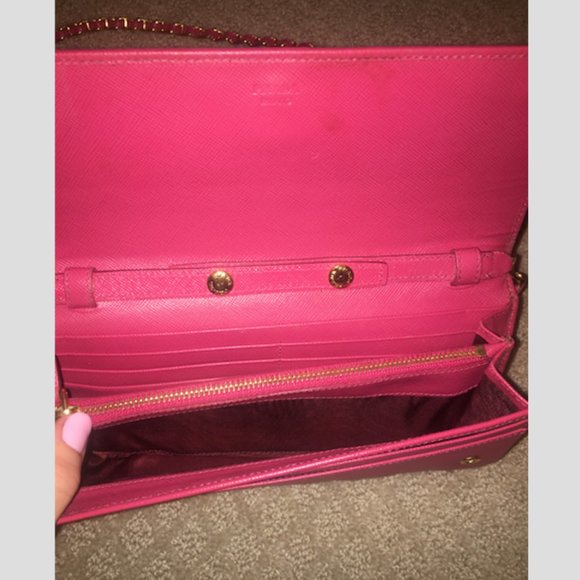 Pink Prada Saffiano Wallet on Chain - Picture 4 of 8
